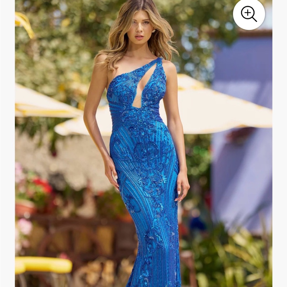 Sherri Hill One-Shoulder Royal Blue Dress- 55692